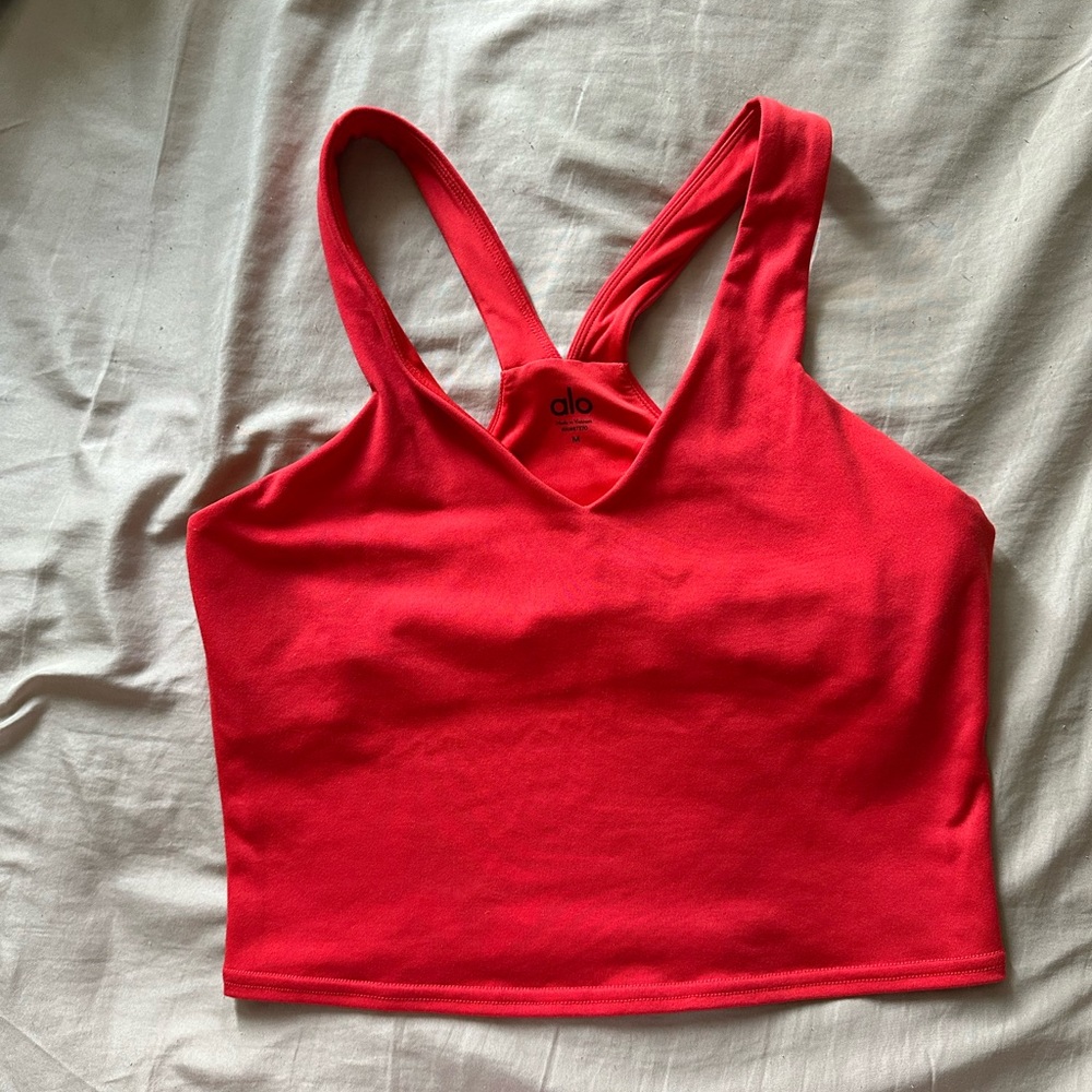 ALO Yoga Red Sports Bra Crop Tank Top - Picture 2 of 3